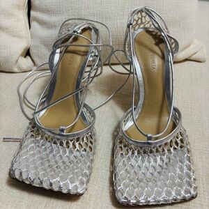 Bottega Veneta Silver Mesh Heels